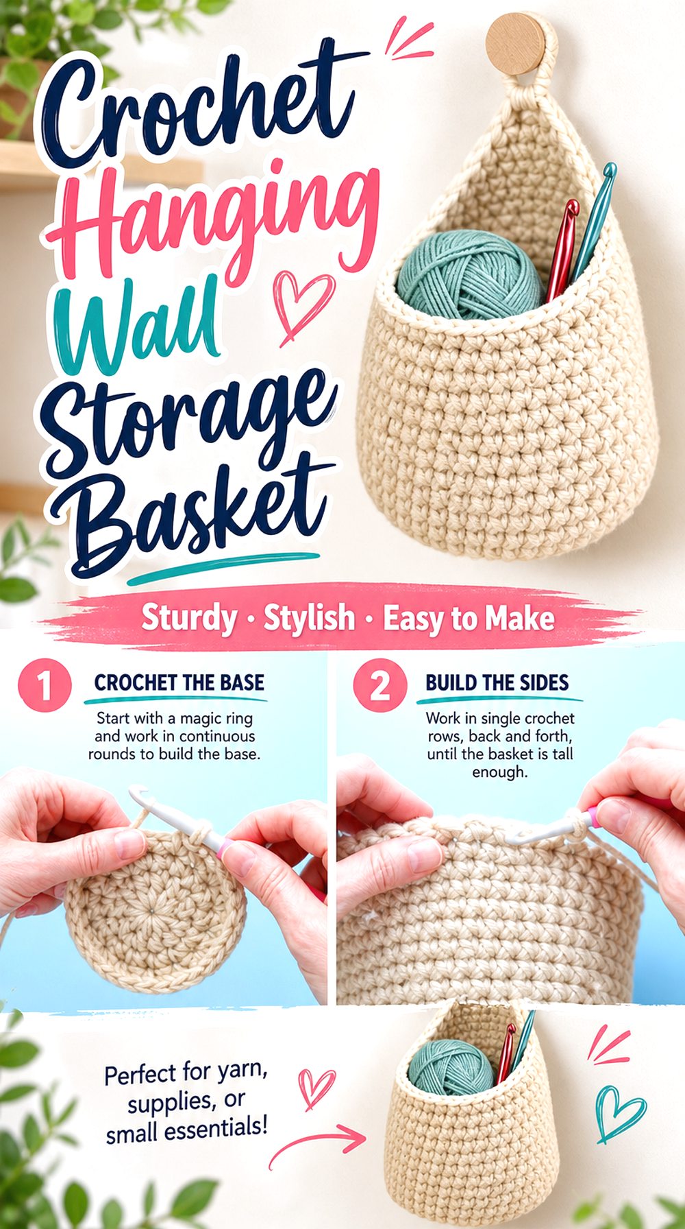 Crochet Hanging Wall Storage Basket