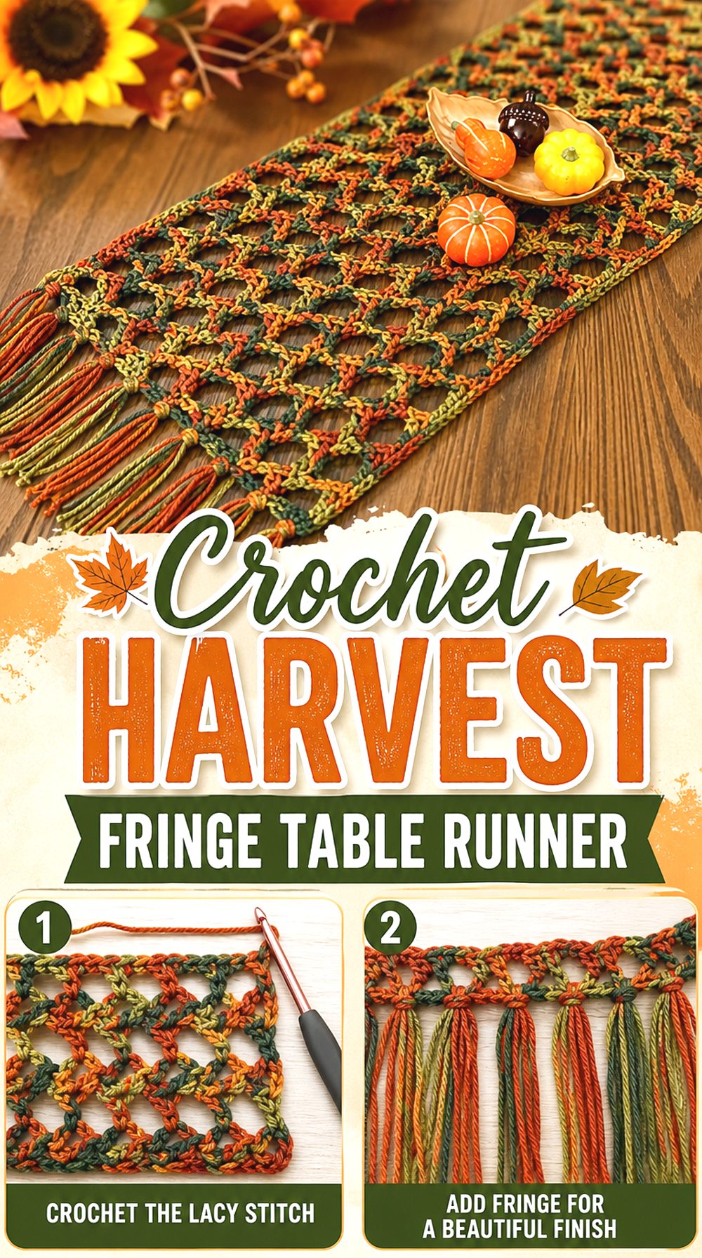 Crochet Harvest Fringe Table Runner