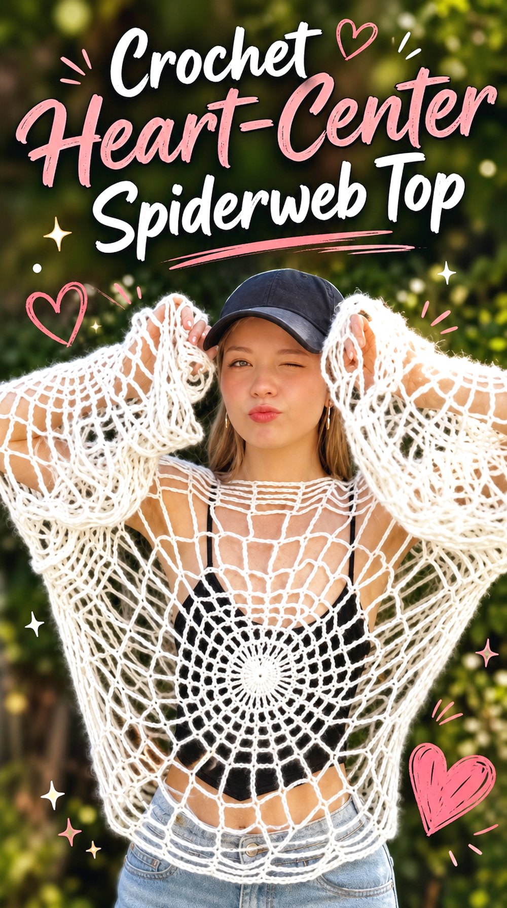 Crochet Heart Center Spiderweb Top