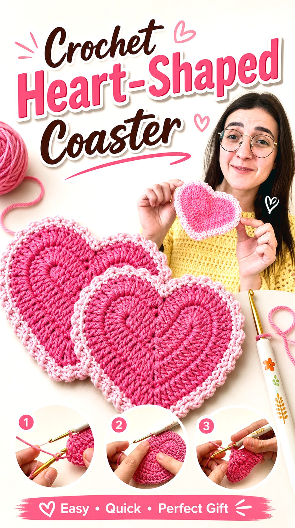Crochet Heart Shaped Coaster