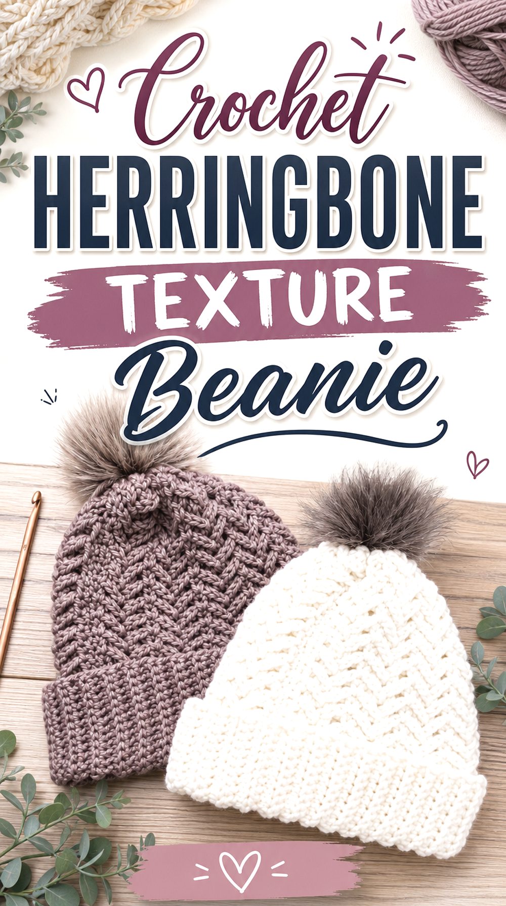Crochet Herringbone Texture Beanie