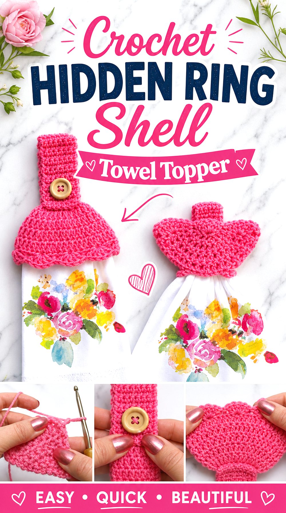 Crochet Hidden Ring Shell Towel Topper