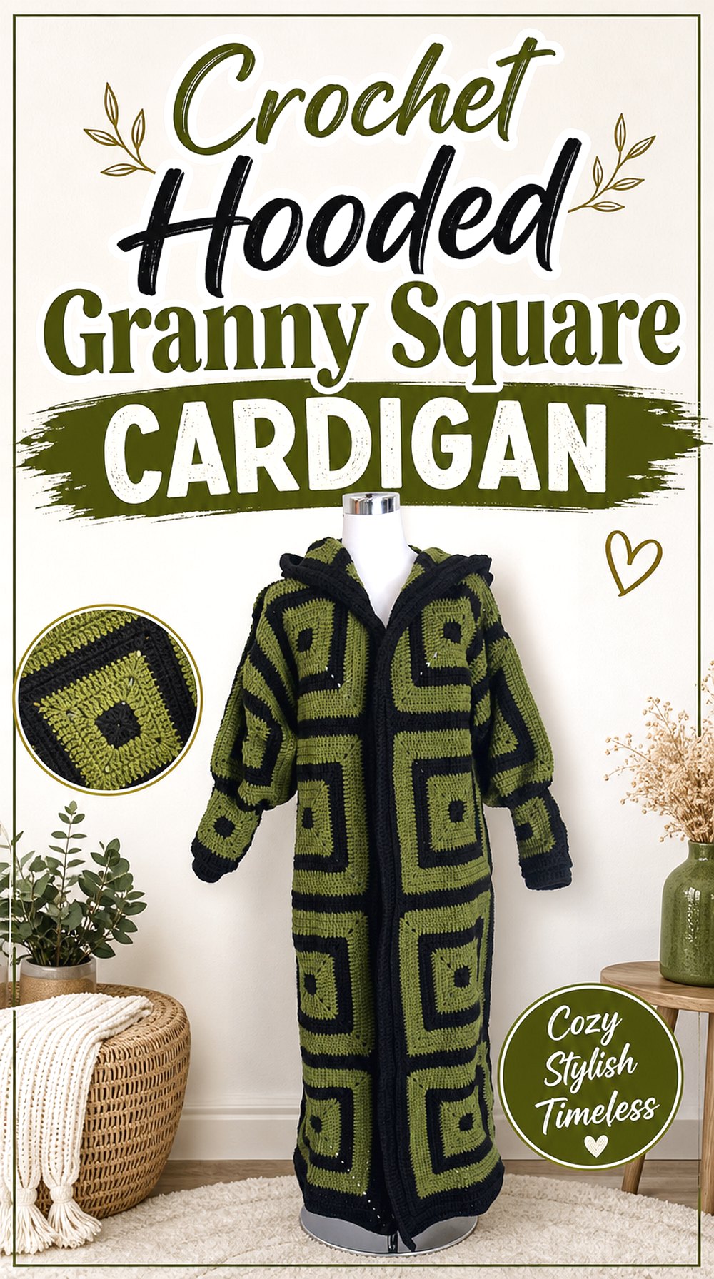 Crochet Hooded Granny Square Cardigan