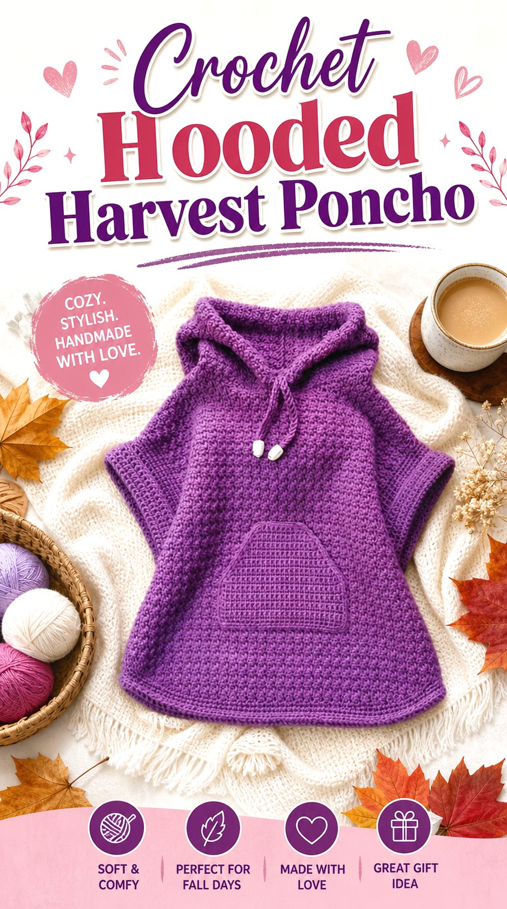 Crochet Hooded Harvest Poncho