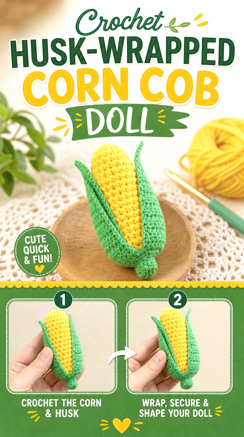 Crochet Husk Wrapped Corn Cob Doll