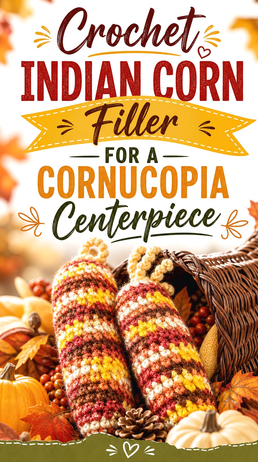 Crochet Indian Corn Filler for a Cornucopia Centerpiece