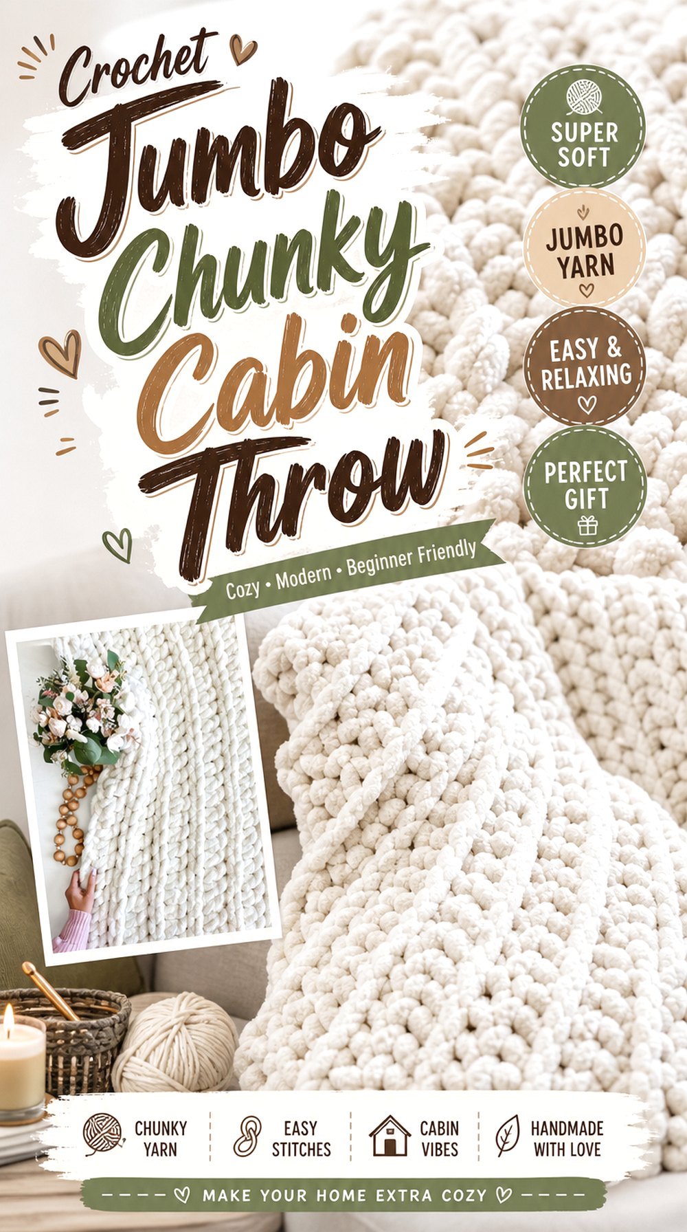 Crochet Jumbo Chunky Cabin Throw
