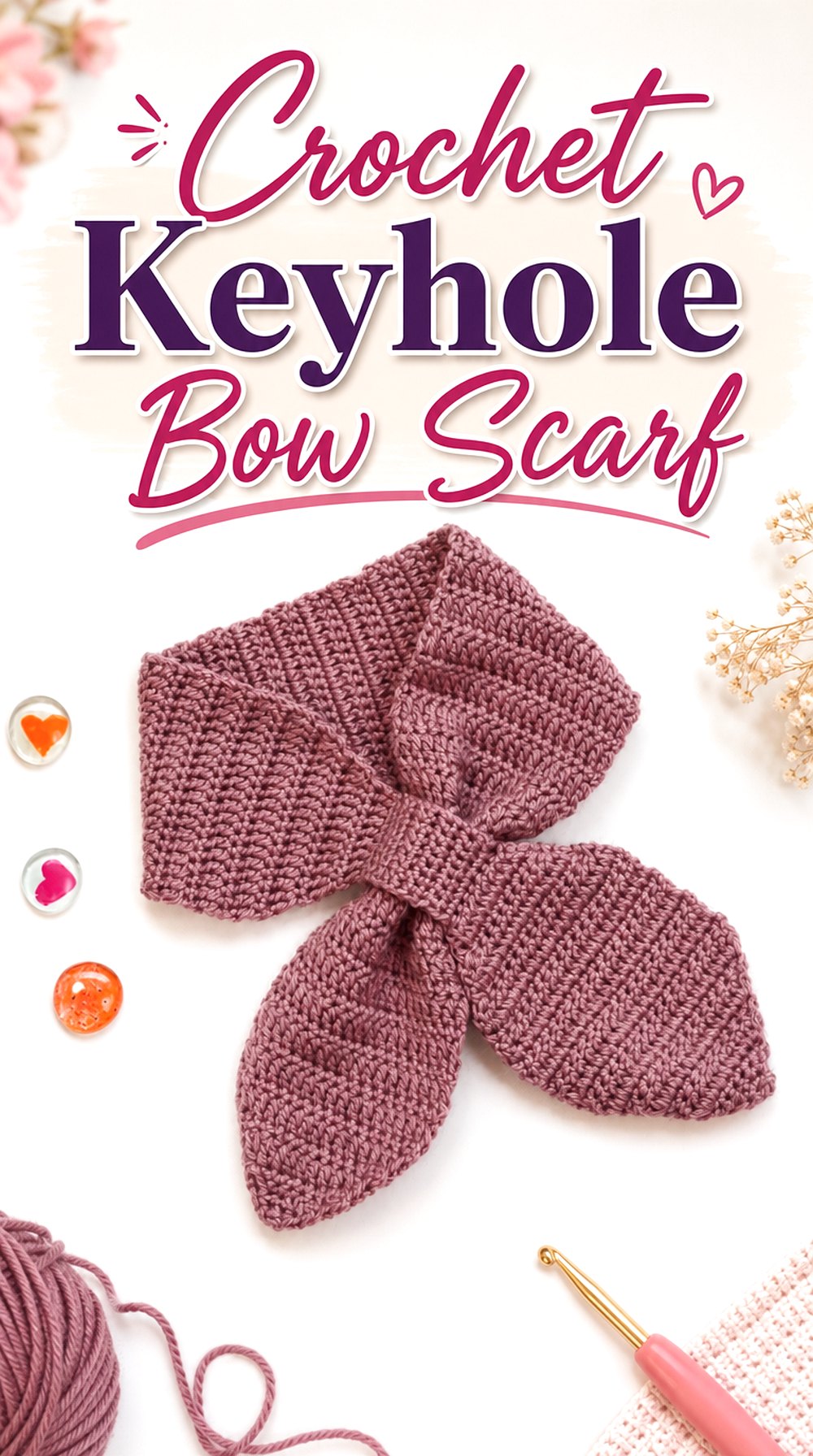 Crochet Keyhole Bow Scarf