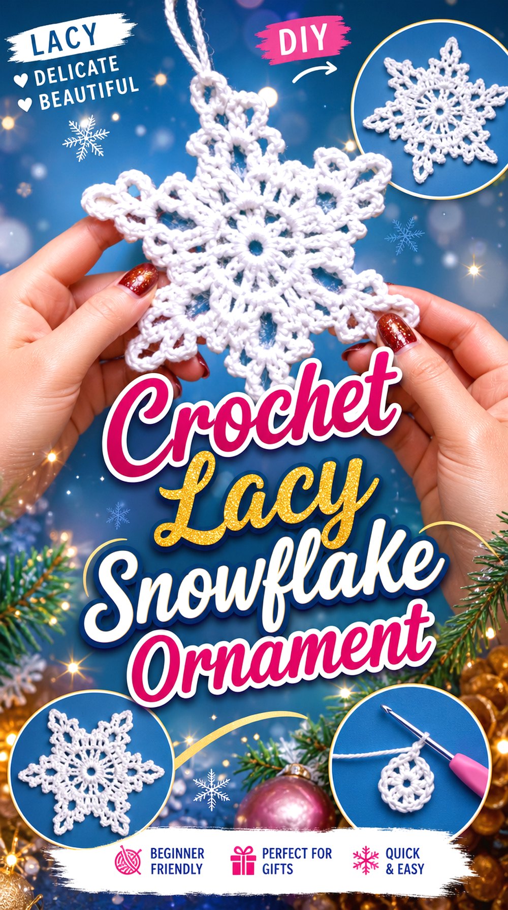 Crochet Lacy Snowflake Ornament