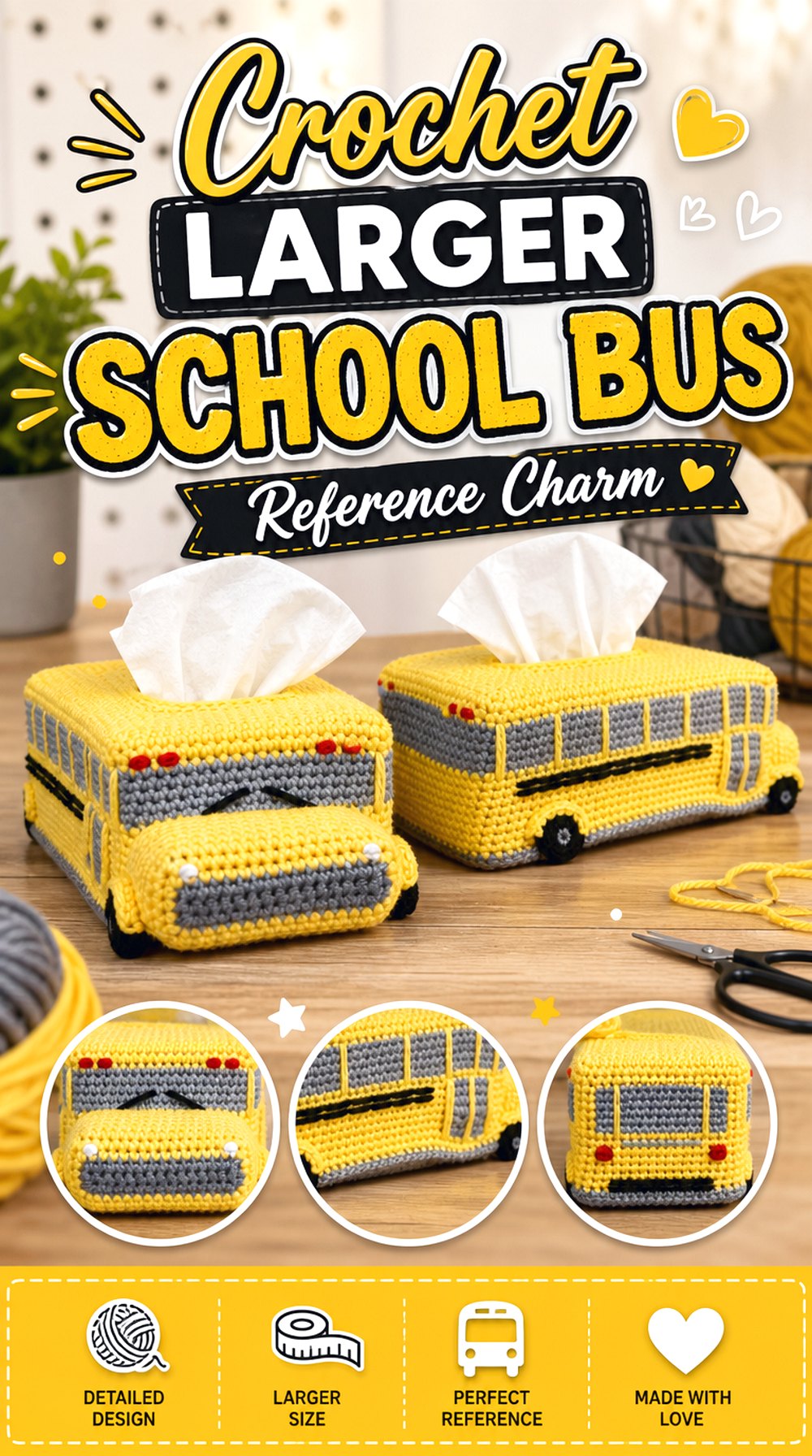Crochet Larger School Bus Reference Charm