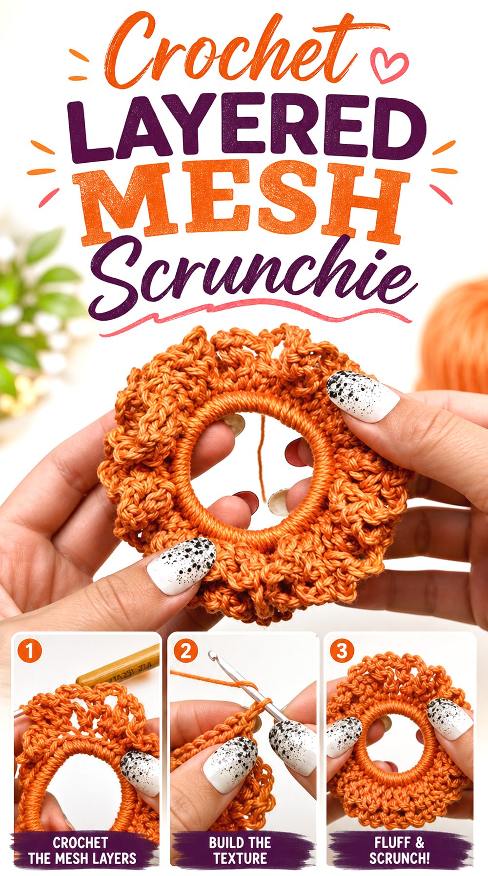 Crochet Layered Mesh Scrunchie
