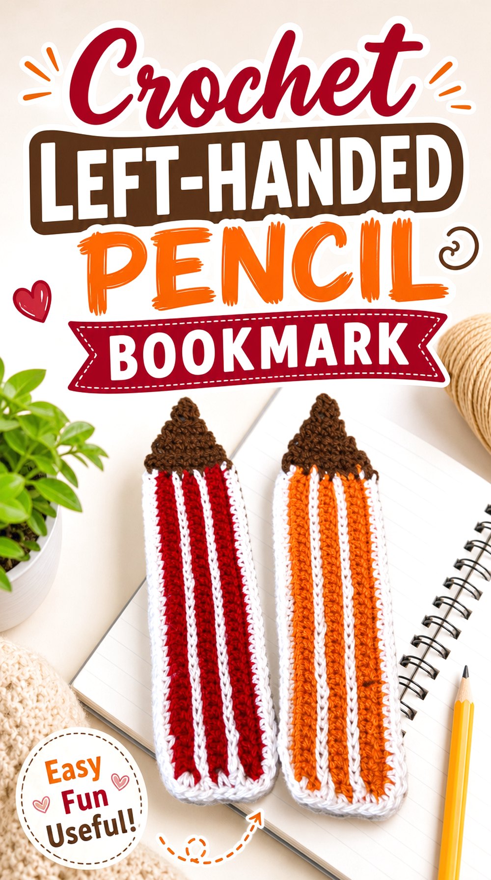 Crochet Left Handed Pencil Bookmark
