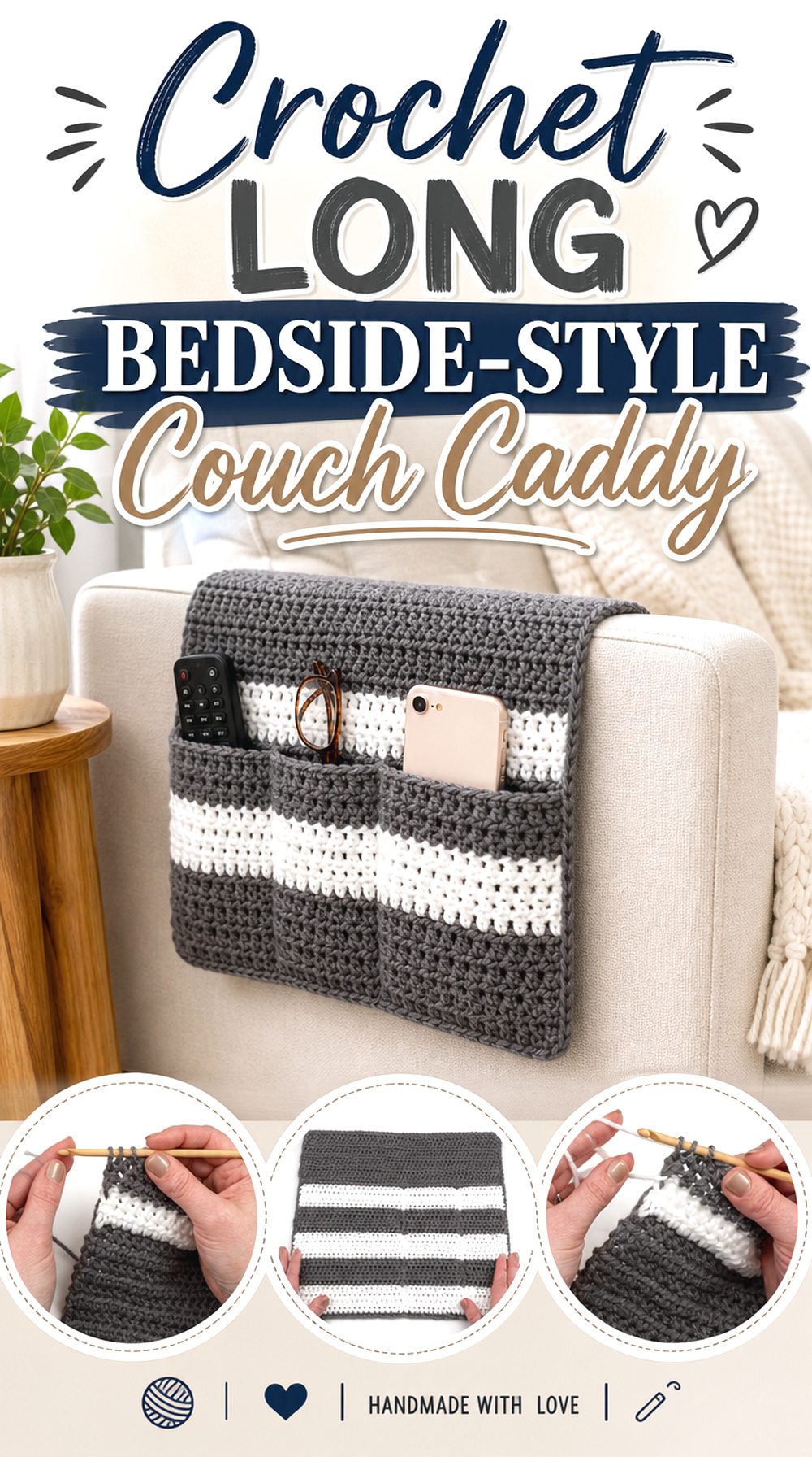 Crochet Long Bedside Style Couch Caddy