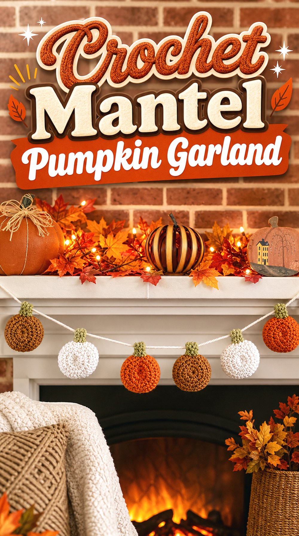 Crochet Mantel Pumpkin Garland