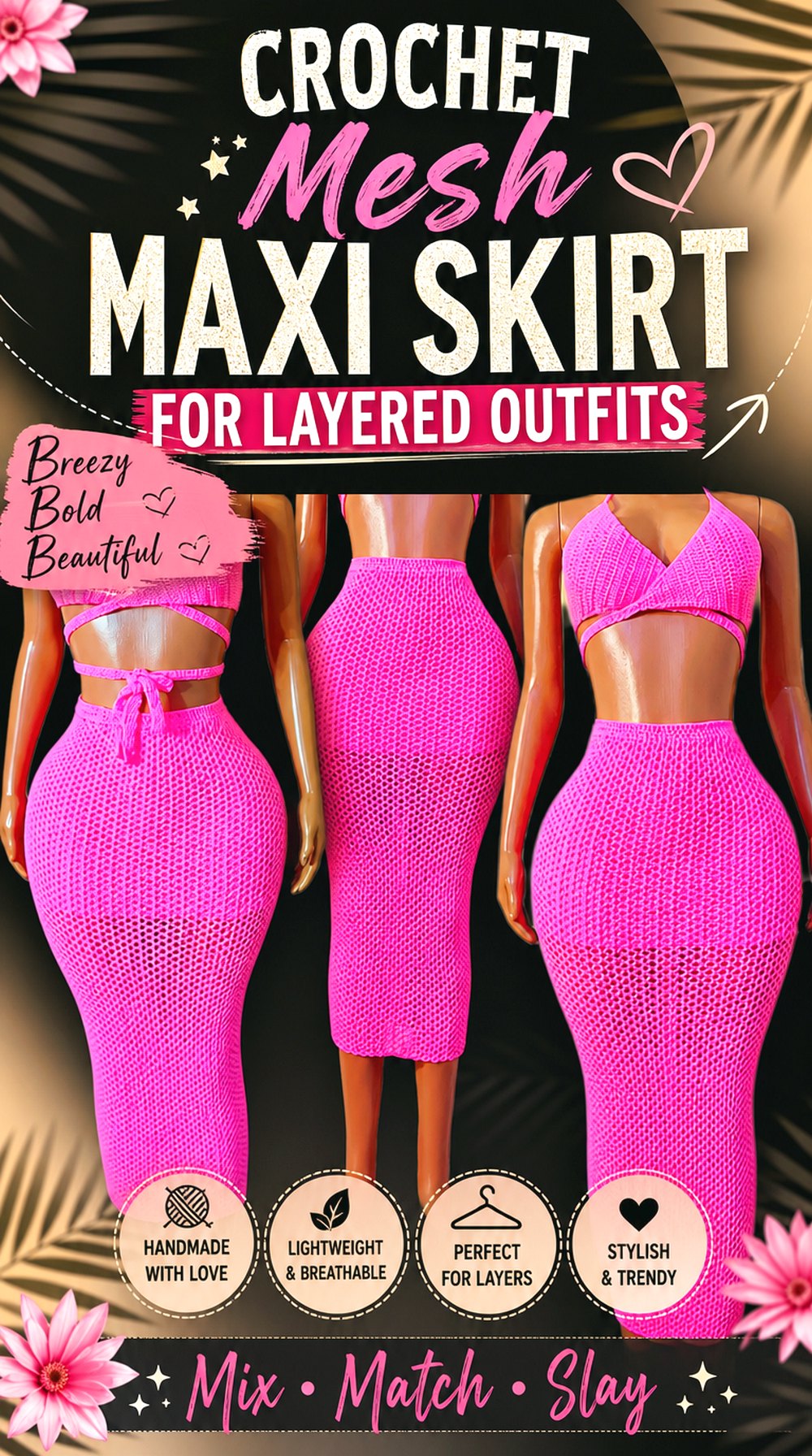 Crochet Mesh Maxi Skirt for Layered Outfits