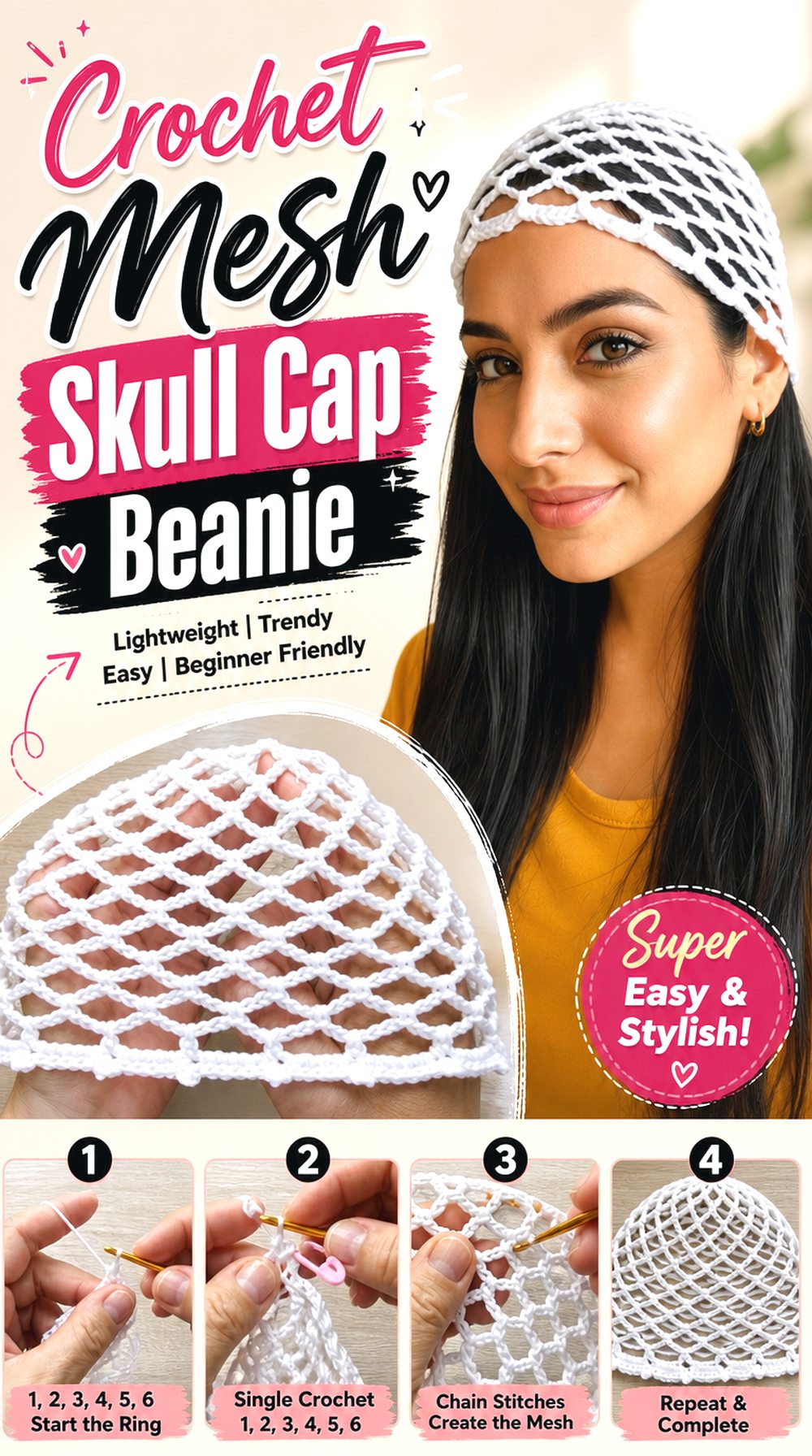 Crochet Mesh Skull Cap Beanie
