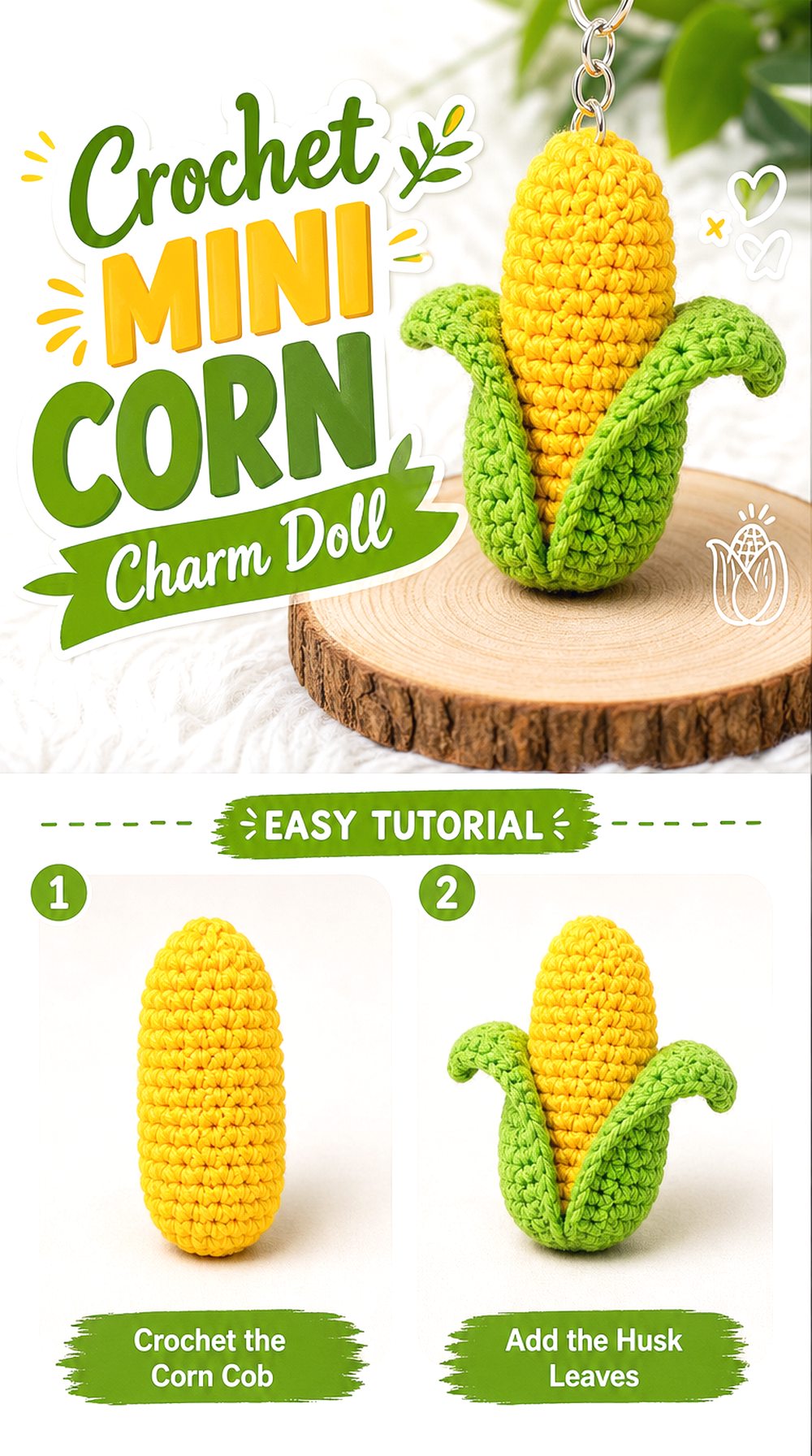 Crochet Mini Corn Charm Doll