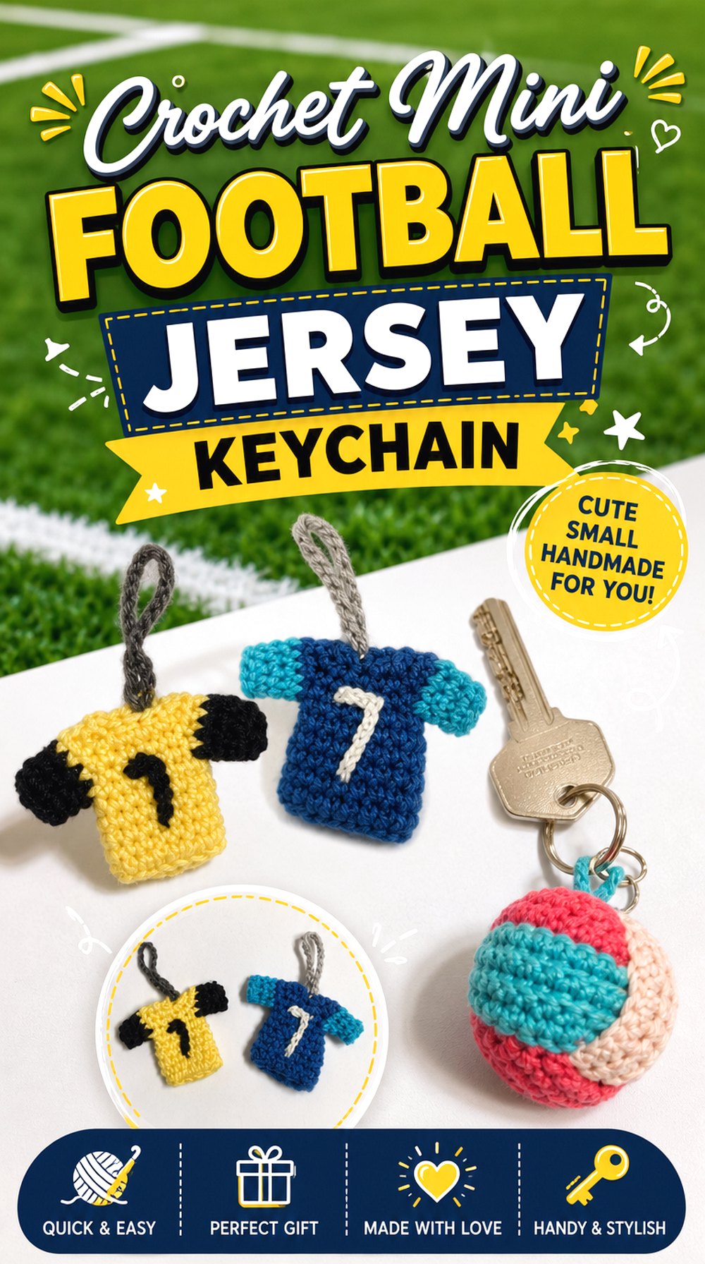 Crochet Mini Football Jersey Keychain