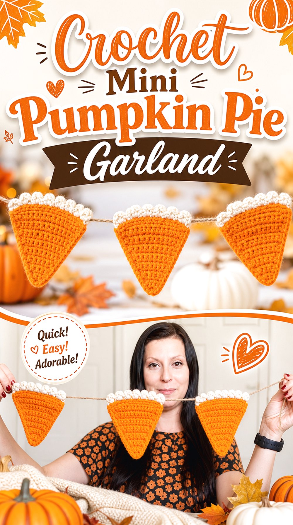 Crochet Mini Pumpkin Pie Garland