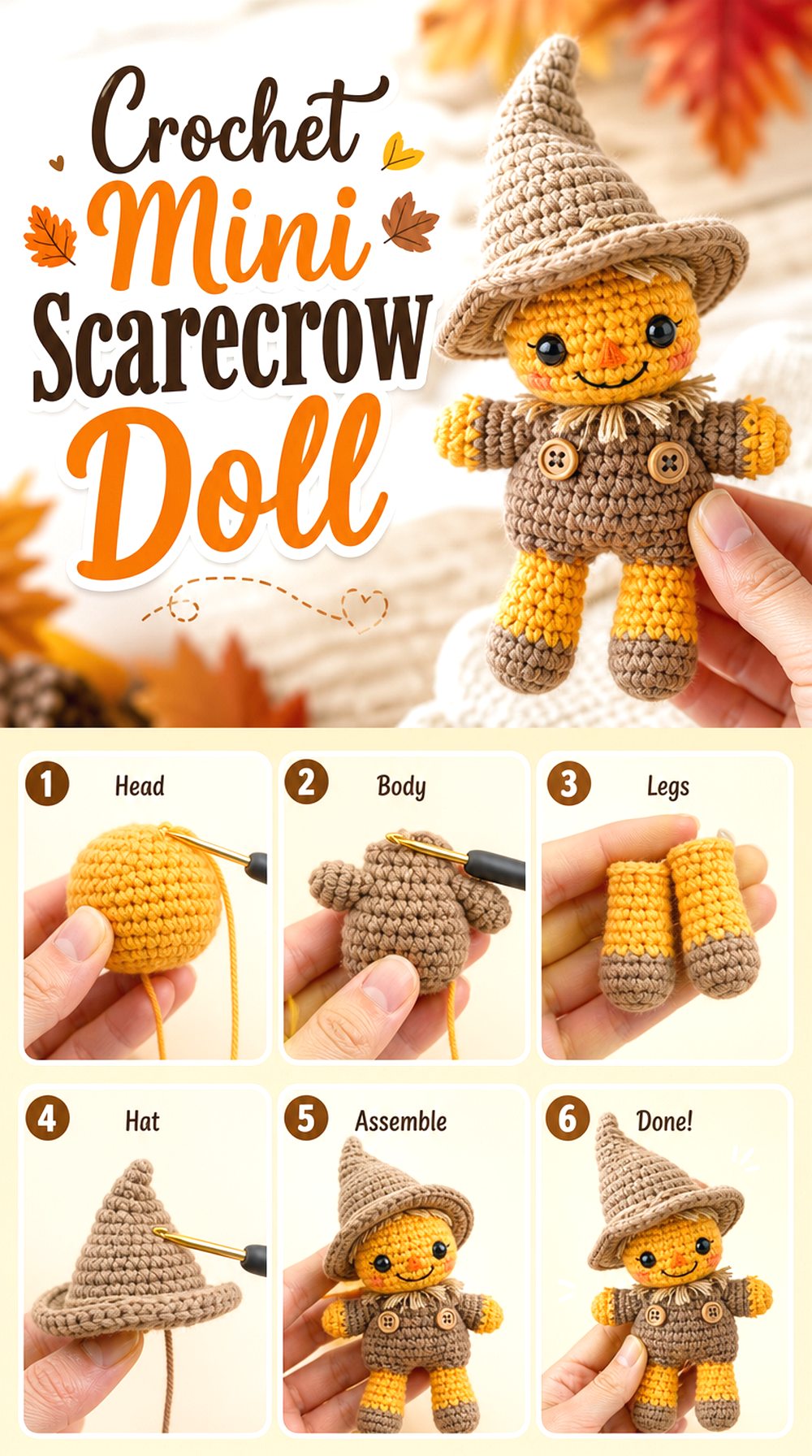 Crochet Mini Scarecrow Doll