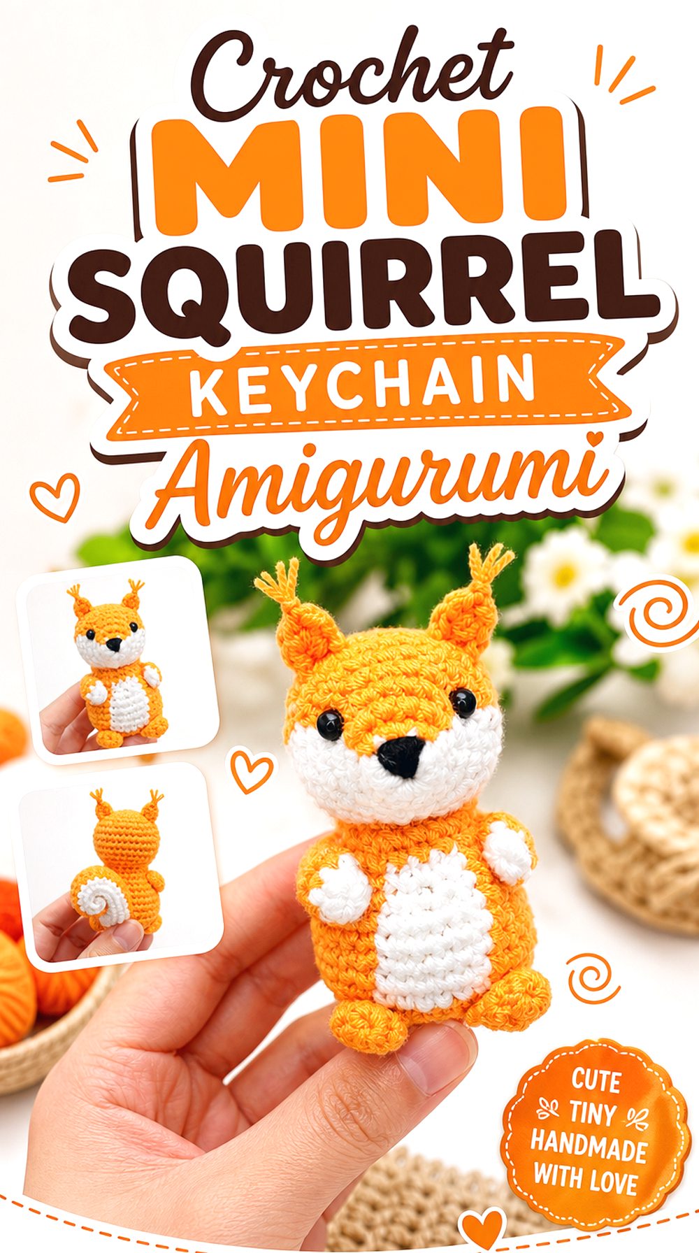 Crochet Mini Squirrel Keychain Amigurumi