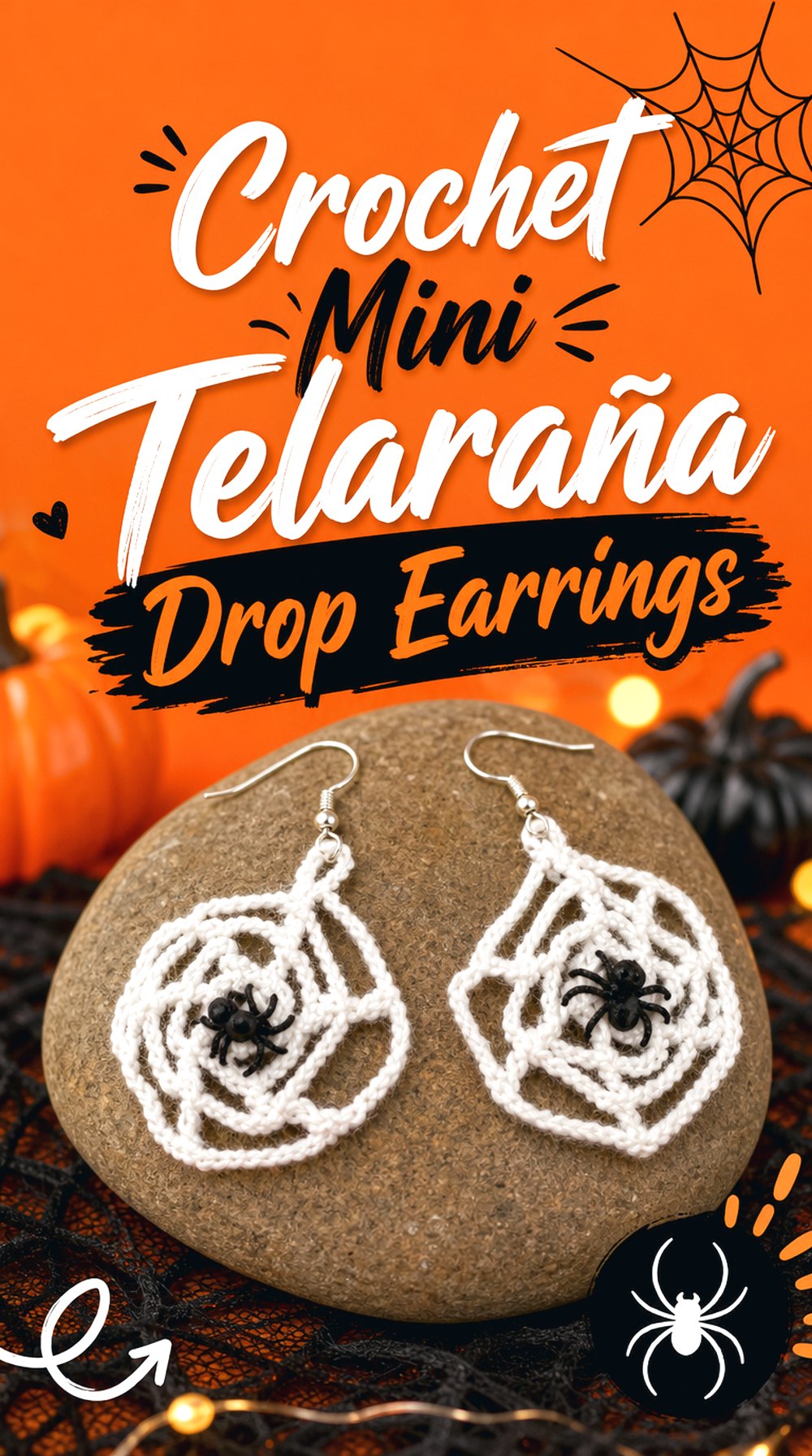 Crochet Mini Telaraña Drop Earrings