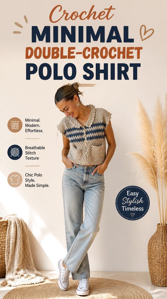 Crochet Minimal Double Crochet Polo Shirt