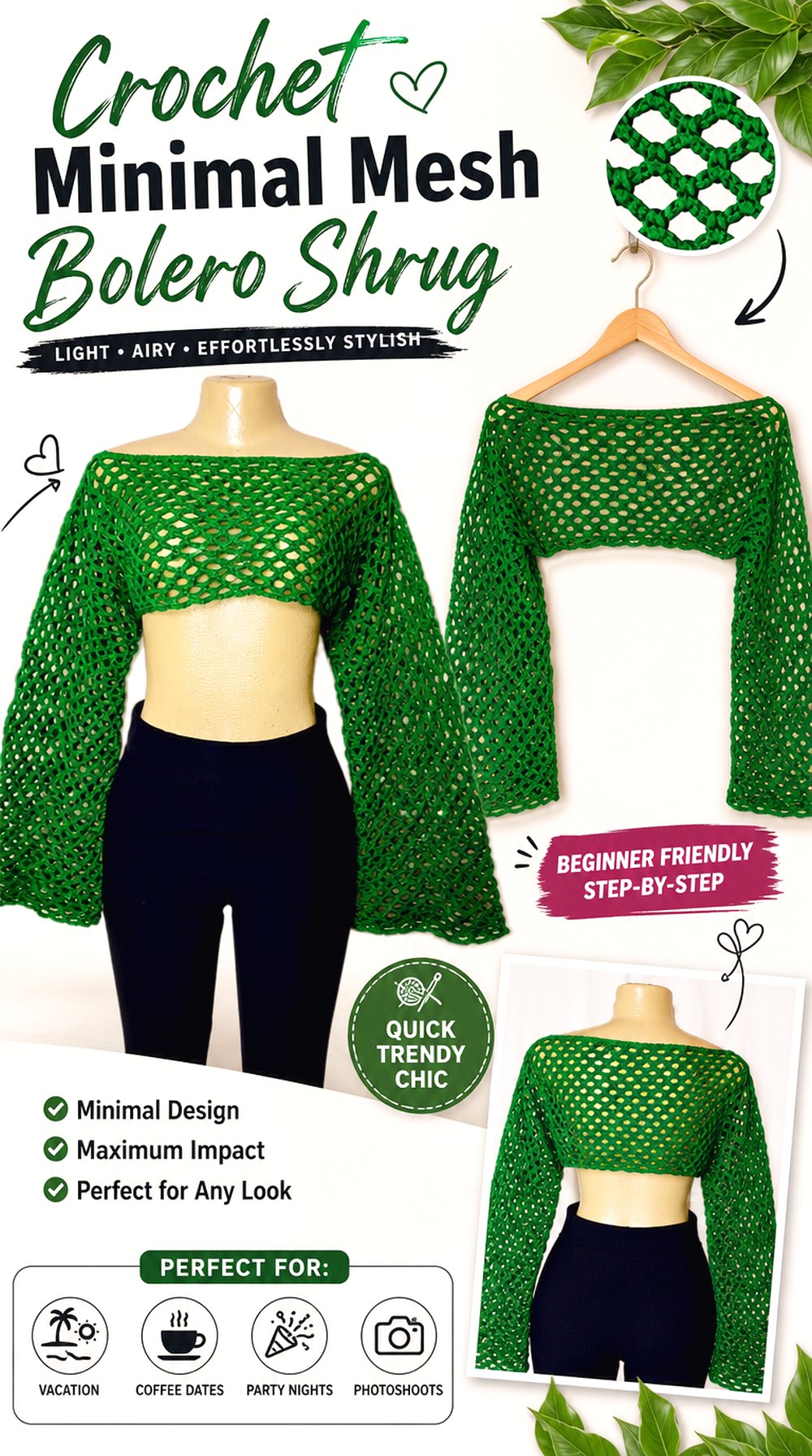 Crochet Minimal Mesh Bolero Shrug