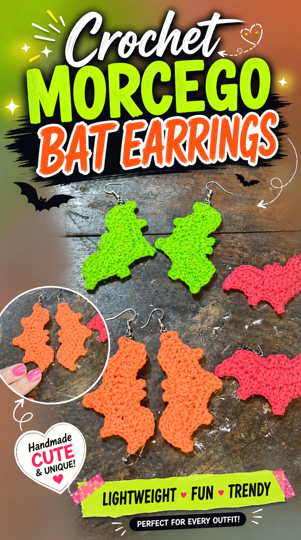 Crochet Morcego Bat Earrings