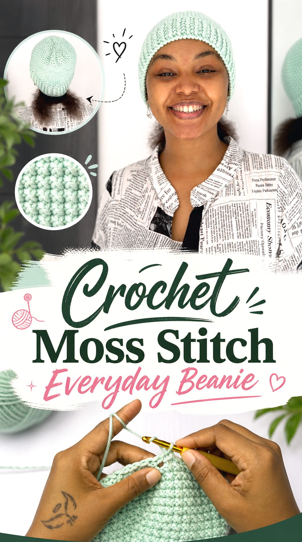 Crochet Moss Stitch Everyday Beanie