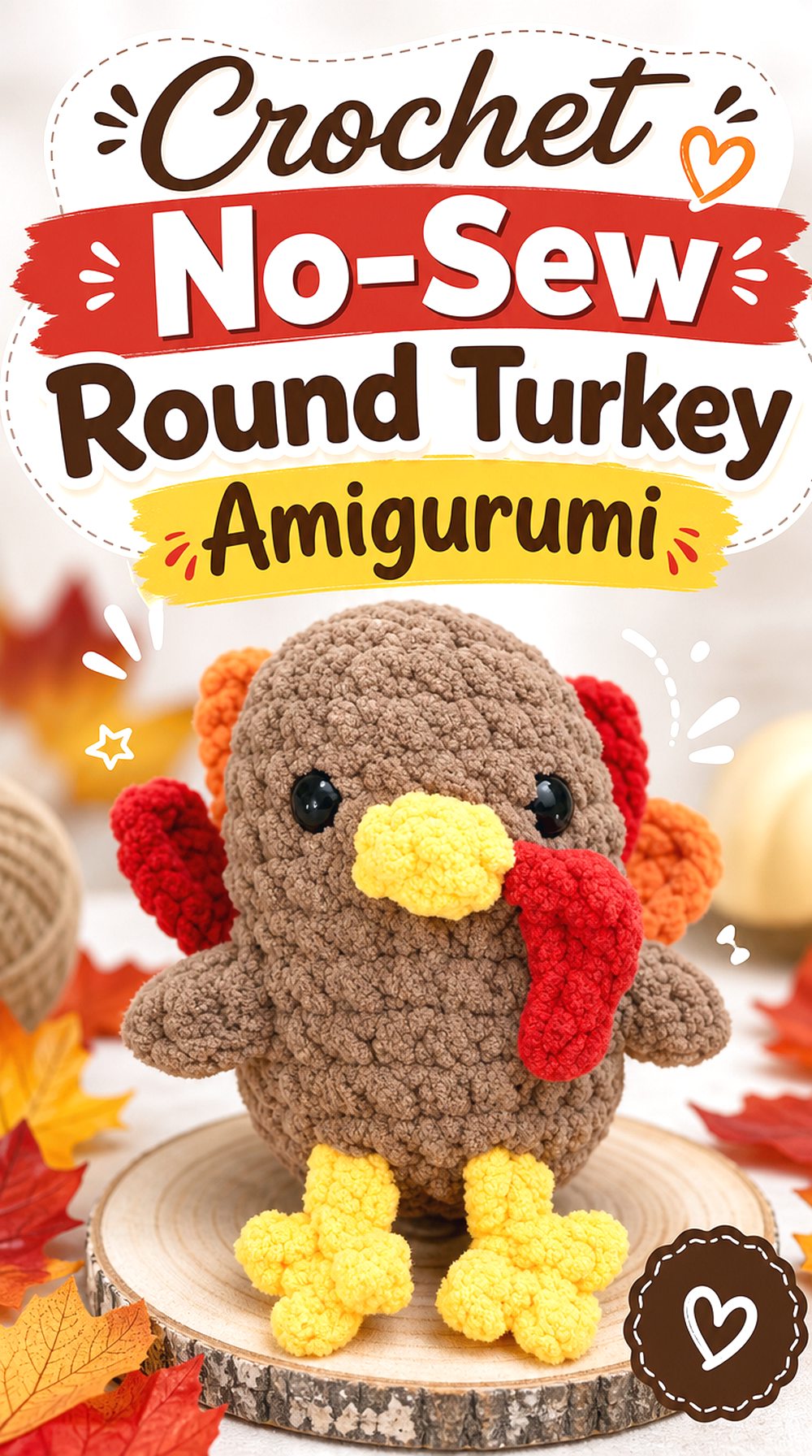 Crochet No Sew Round Turkey Amigurumi