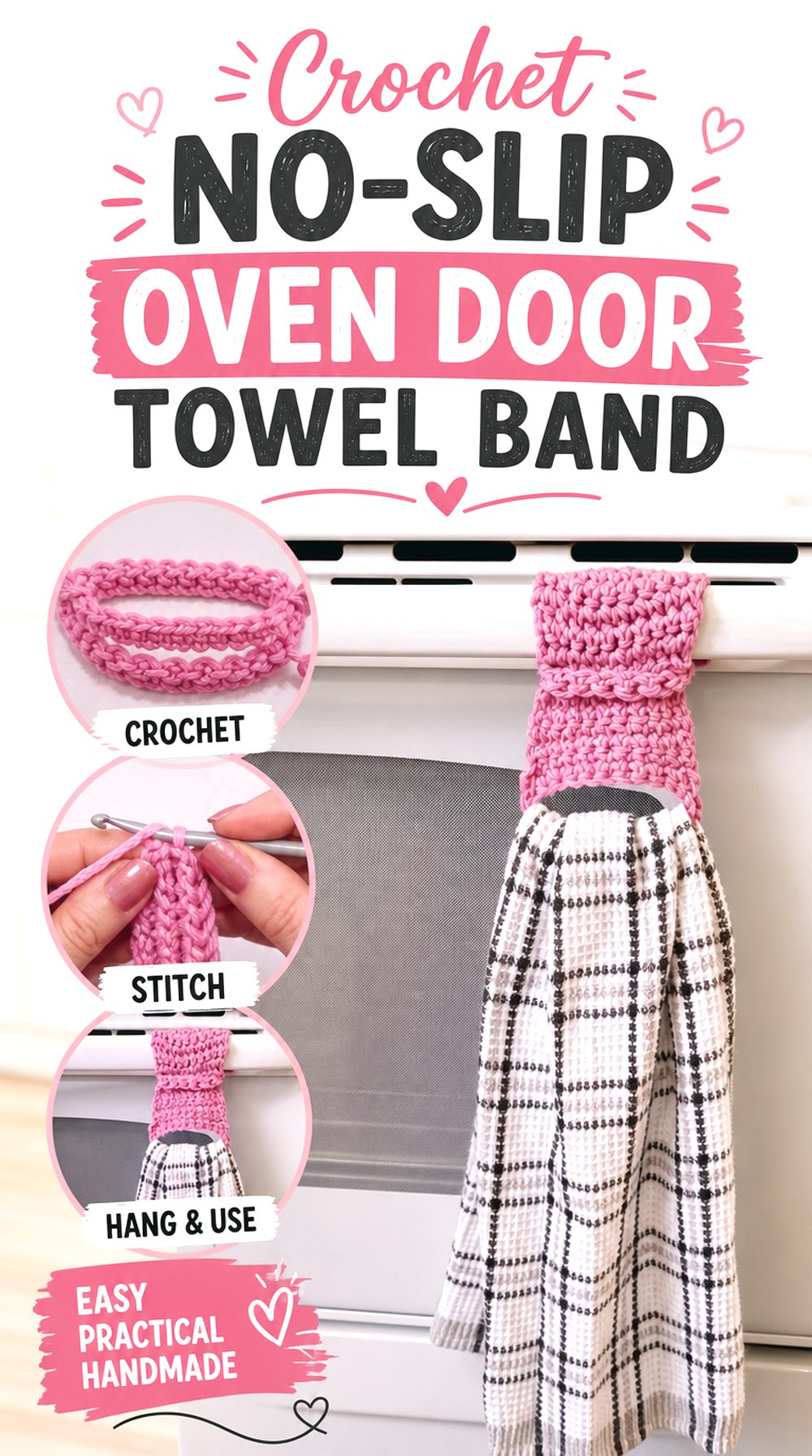 Crochet No Slip Oven Door Towel Band