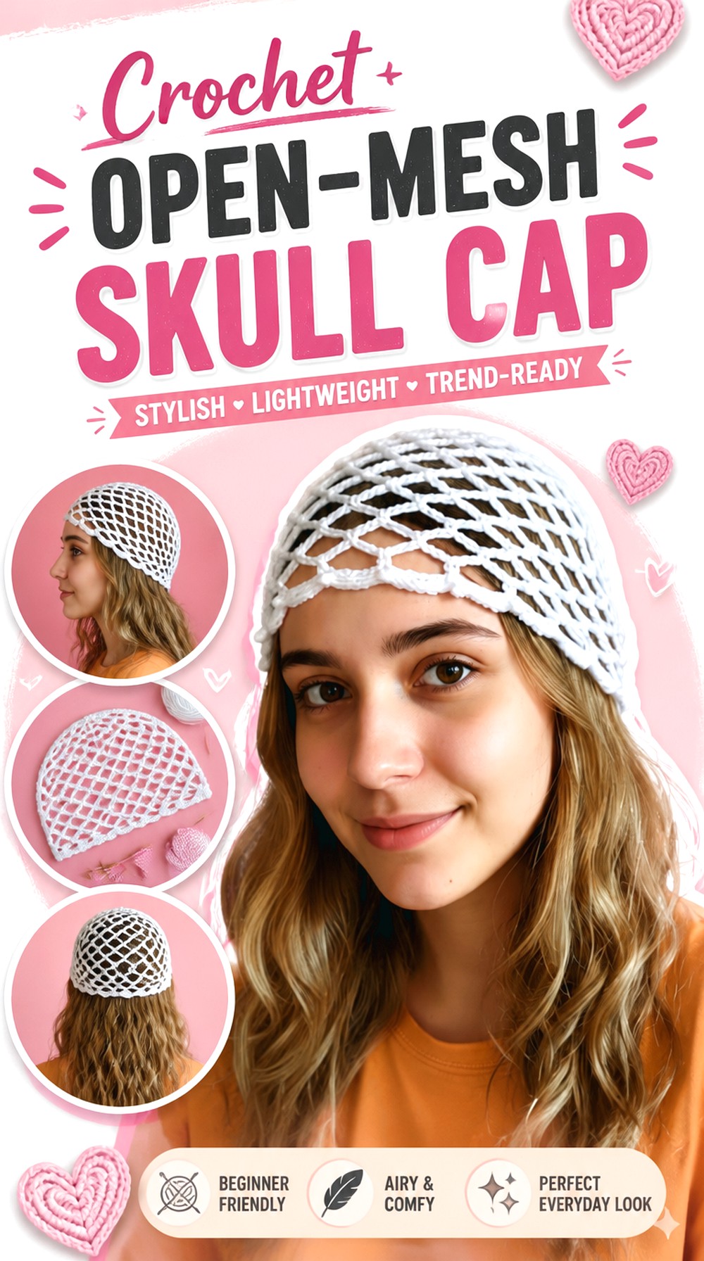 Crochet Open Mesh Skull Cap