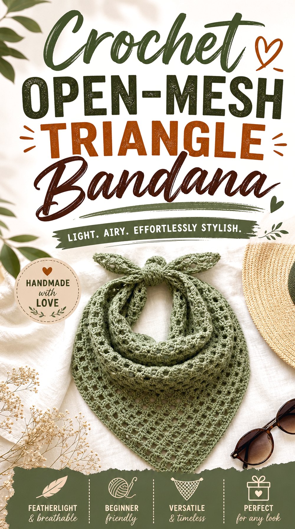 Crochet Open Mesh Triangle Bandana