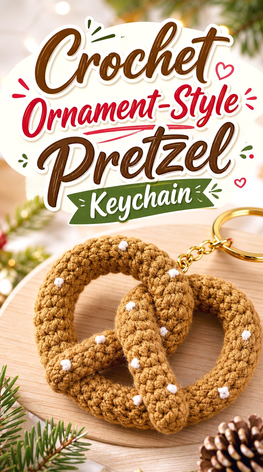 Crochet Ornament Style Pretzel Keychain