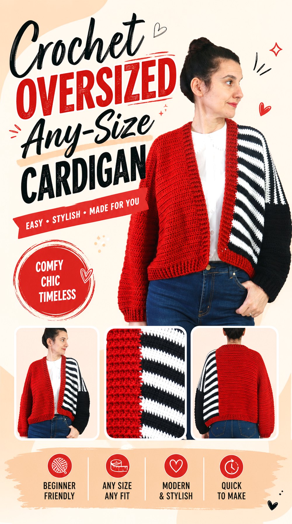 Crochet Oversized Any Size Cardigan