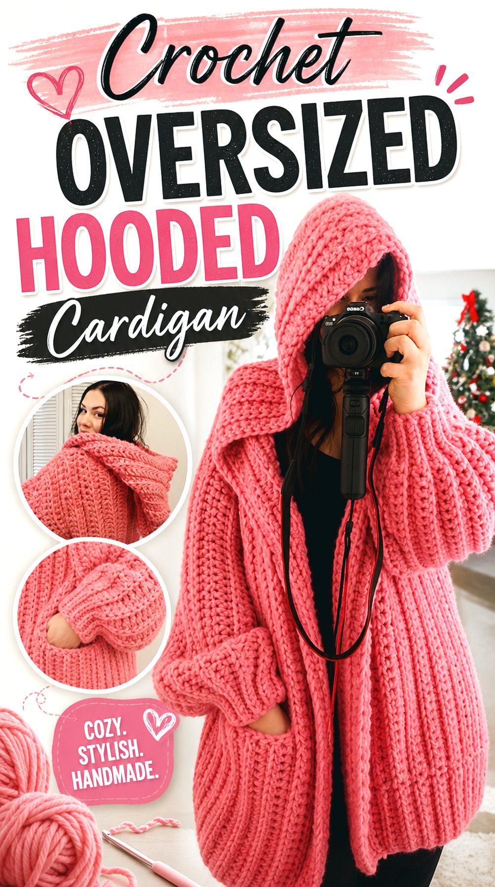 Crochet Oversized Hooded Cardigan