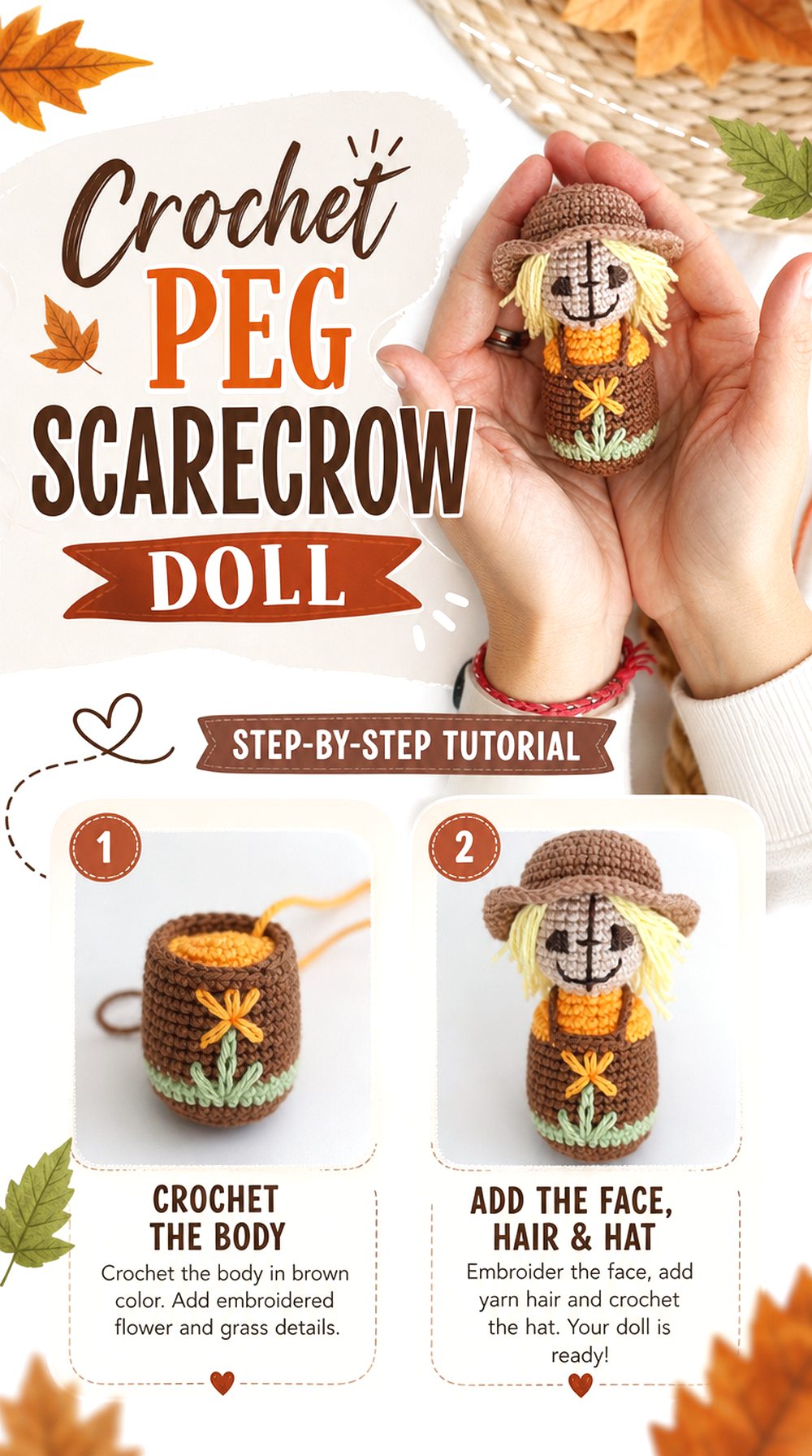 Crochet Peg Scarecrow Doll