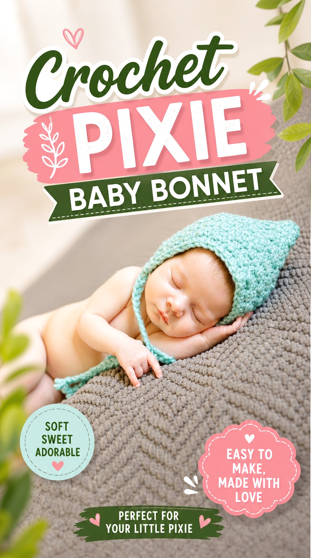 Crochet Pixie Baby Bonnet