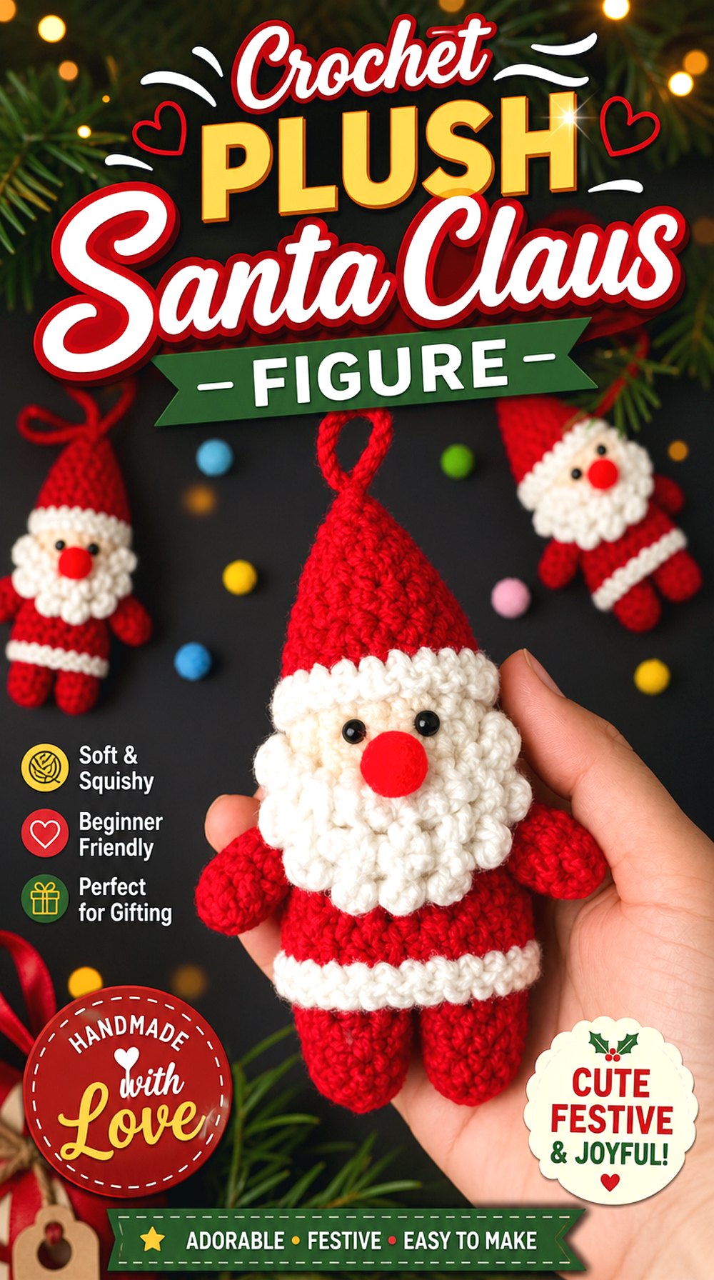 Crochet Plush Santa Claus Figure