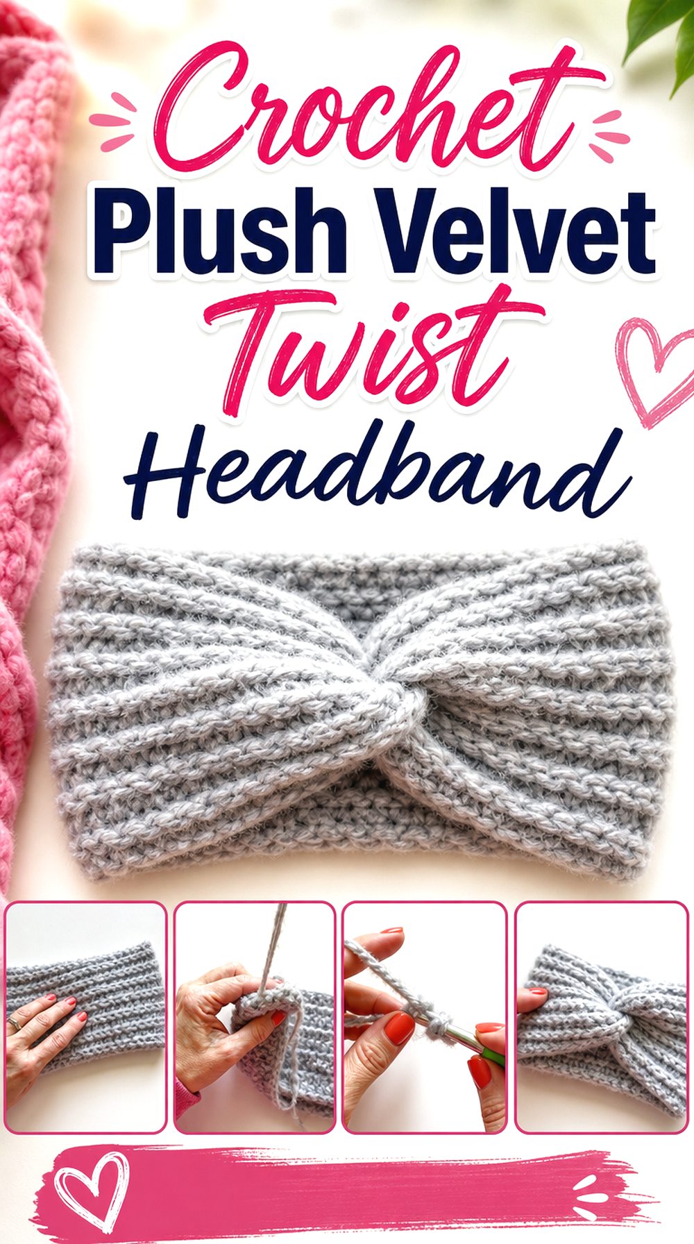Crochet Plush Velvet Twist Headband