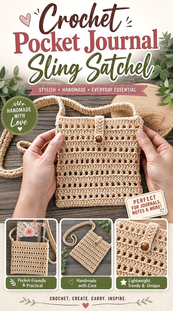 Crochet Pocket Journal Sling Satchel