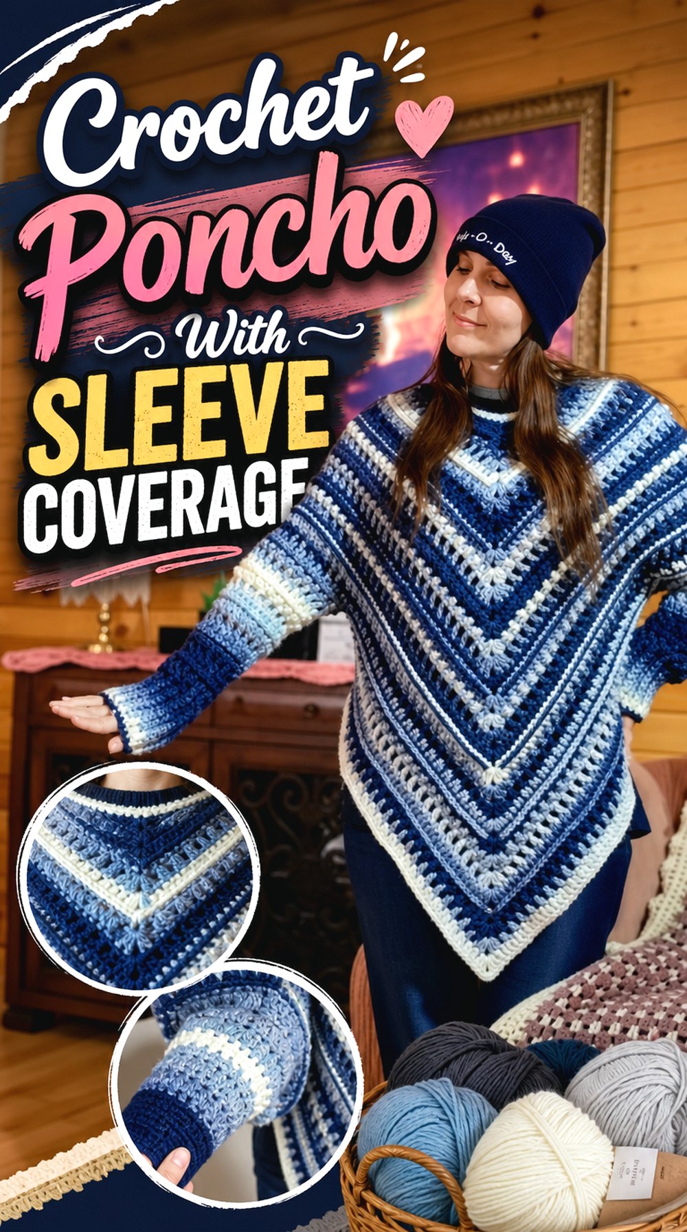 Crochet Poncho With Sleeve Coverage