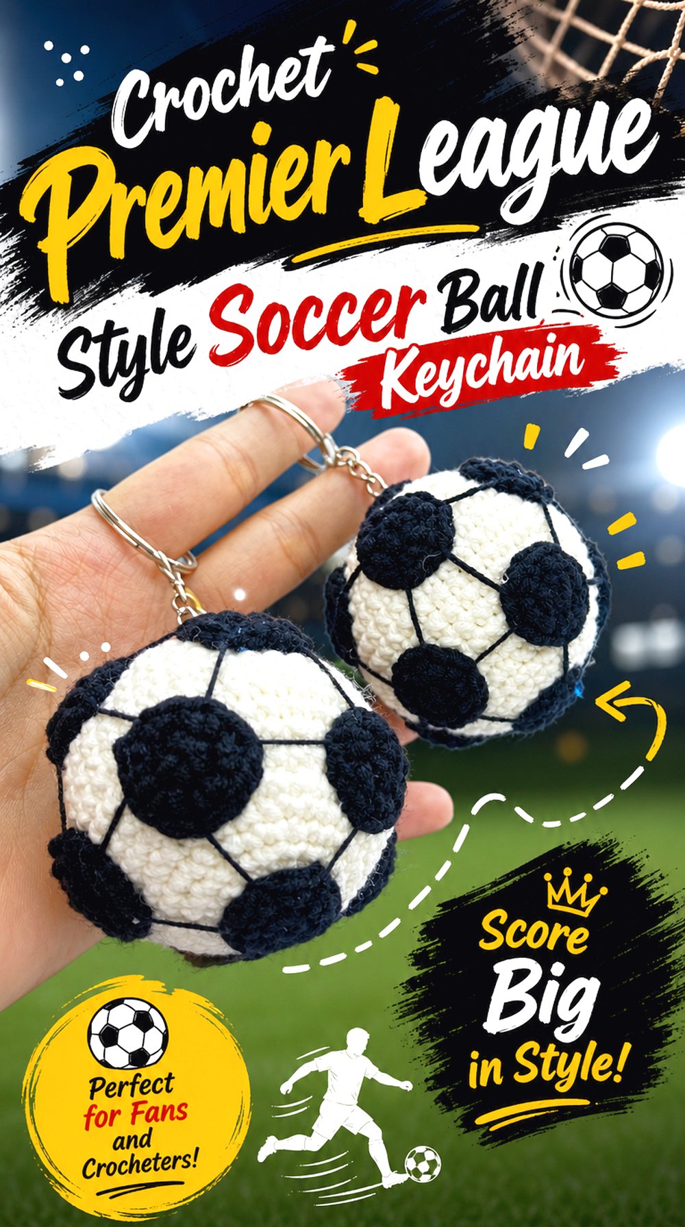 Crochet Premier League Style Soccer Ball Keychain