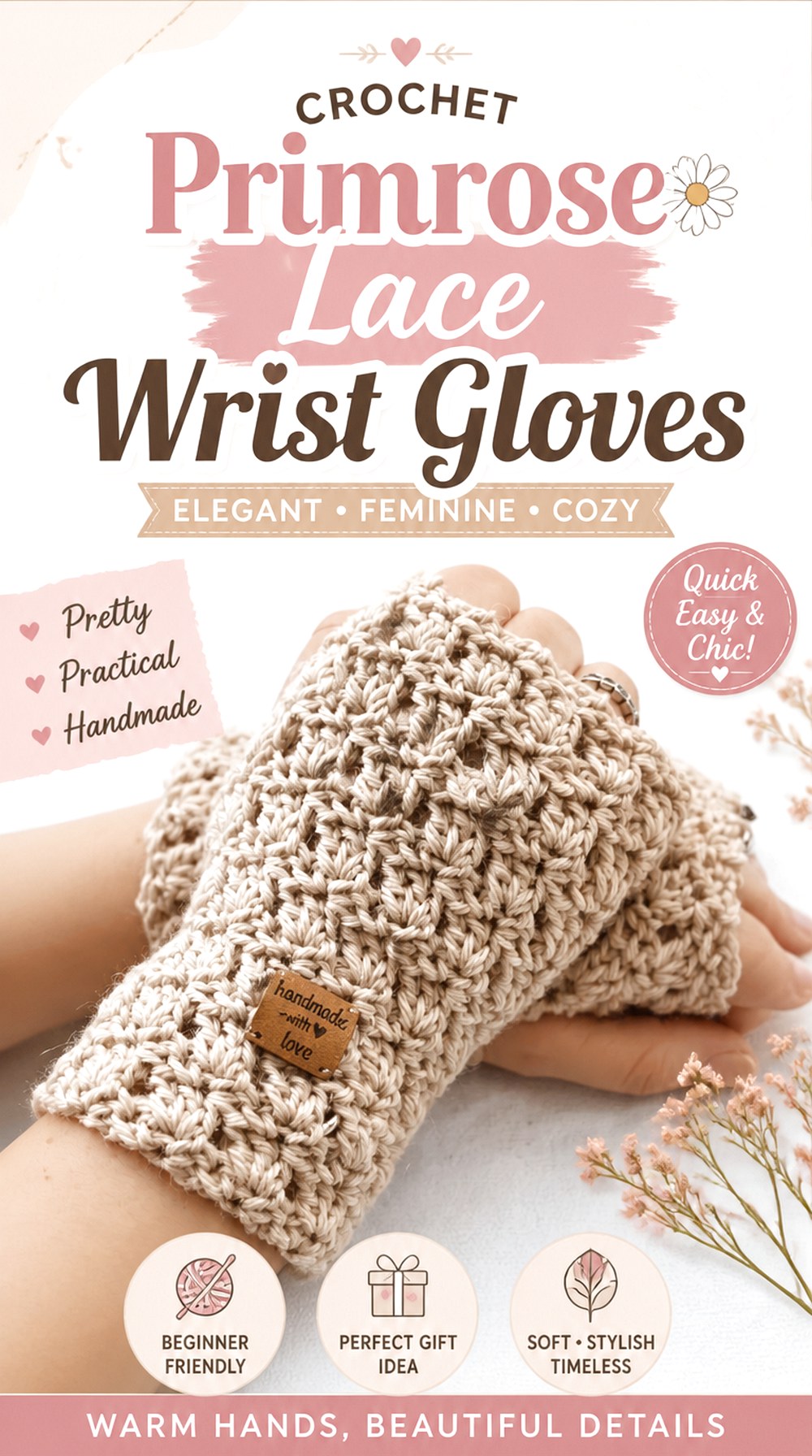 Crochet Primrose Lace Wrist Gloves