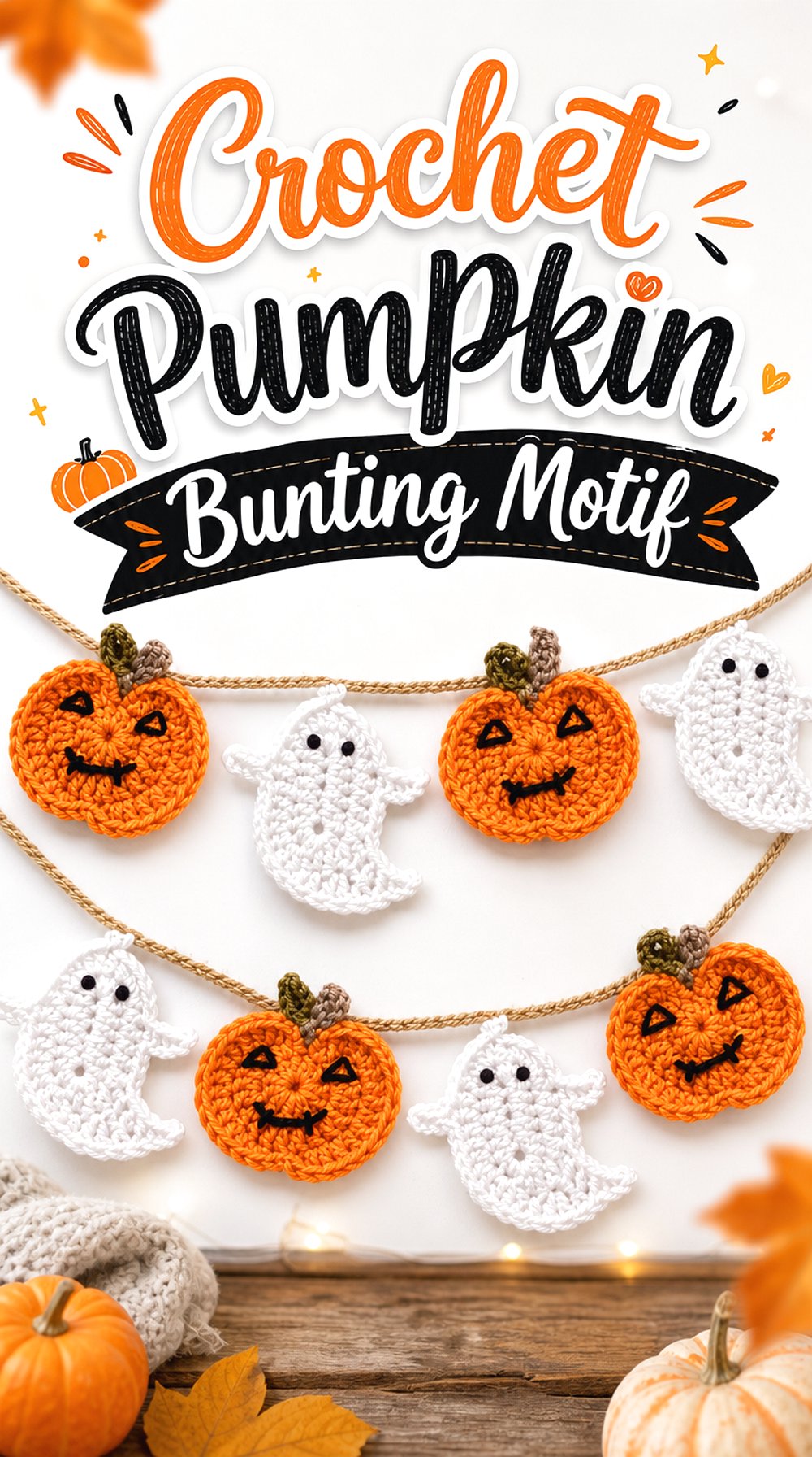 Crochet Pumpkin Bunting Motif