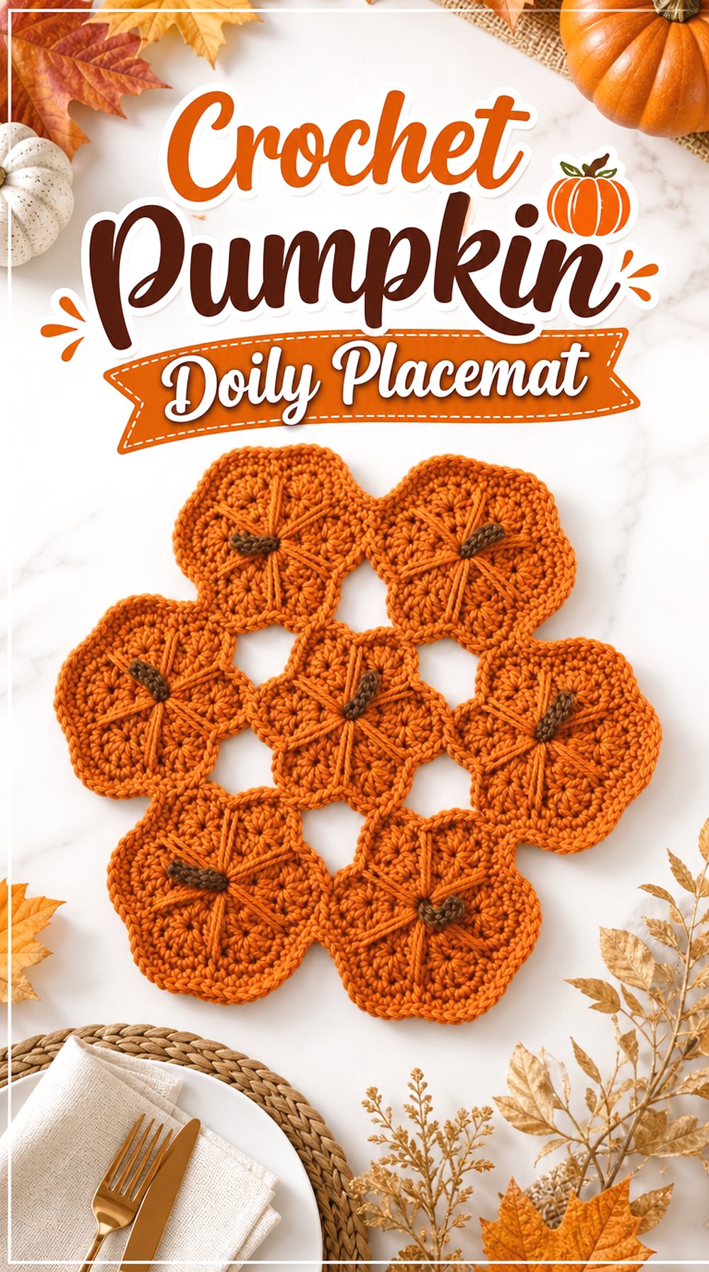 Crochet Pumpkin Doily Placemat