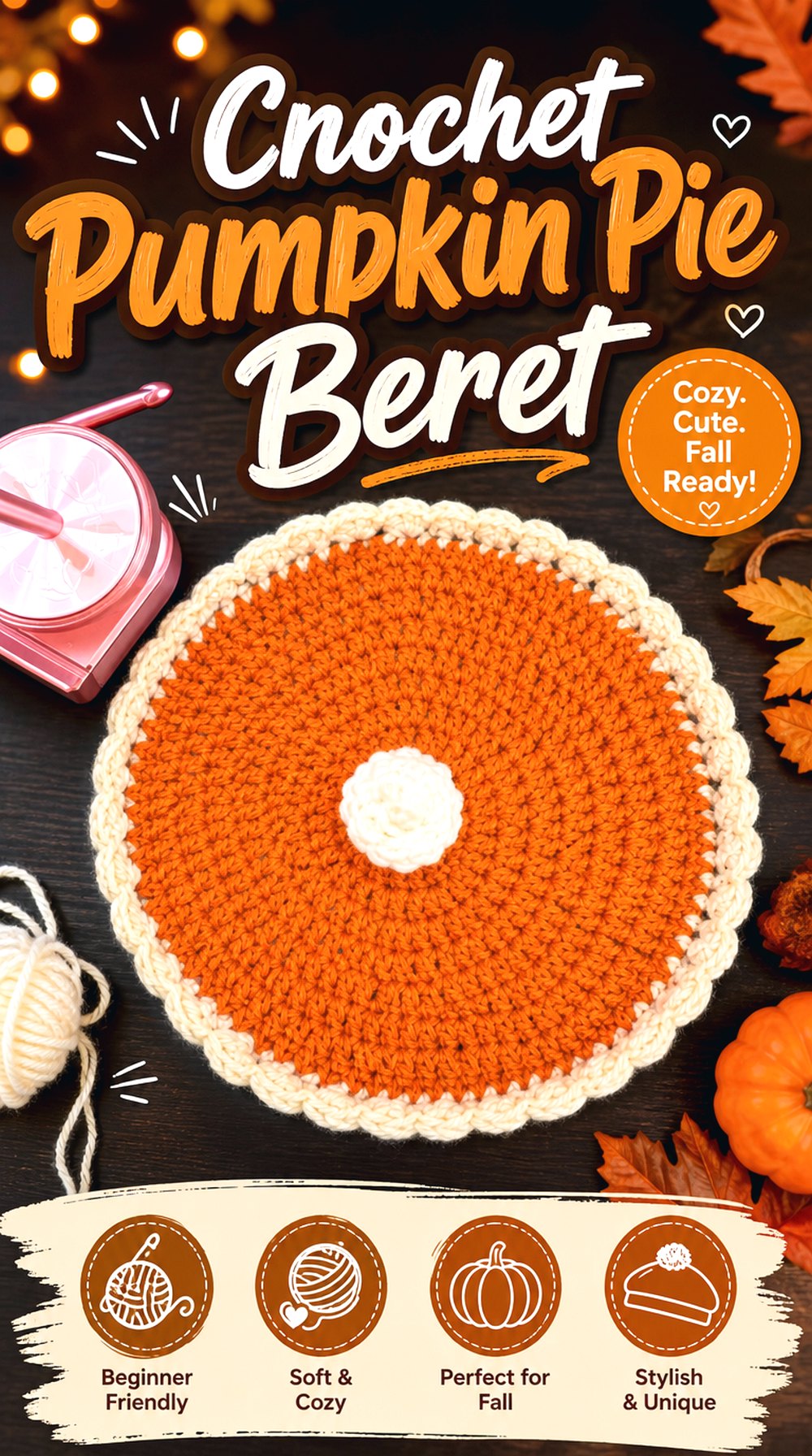 Crochet Pumpkin Pie Beret