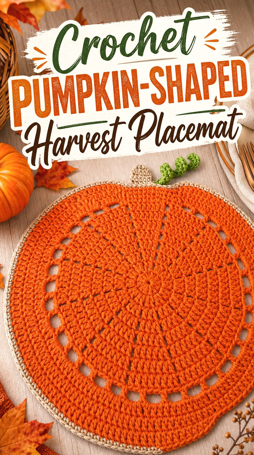 Crochet Pumpkin Shaped Harvest Placemat