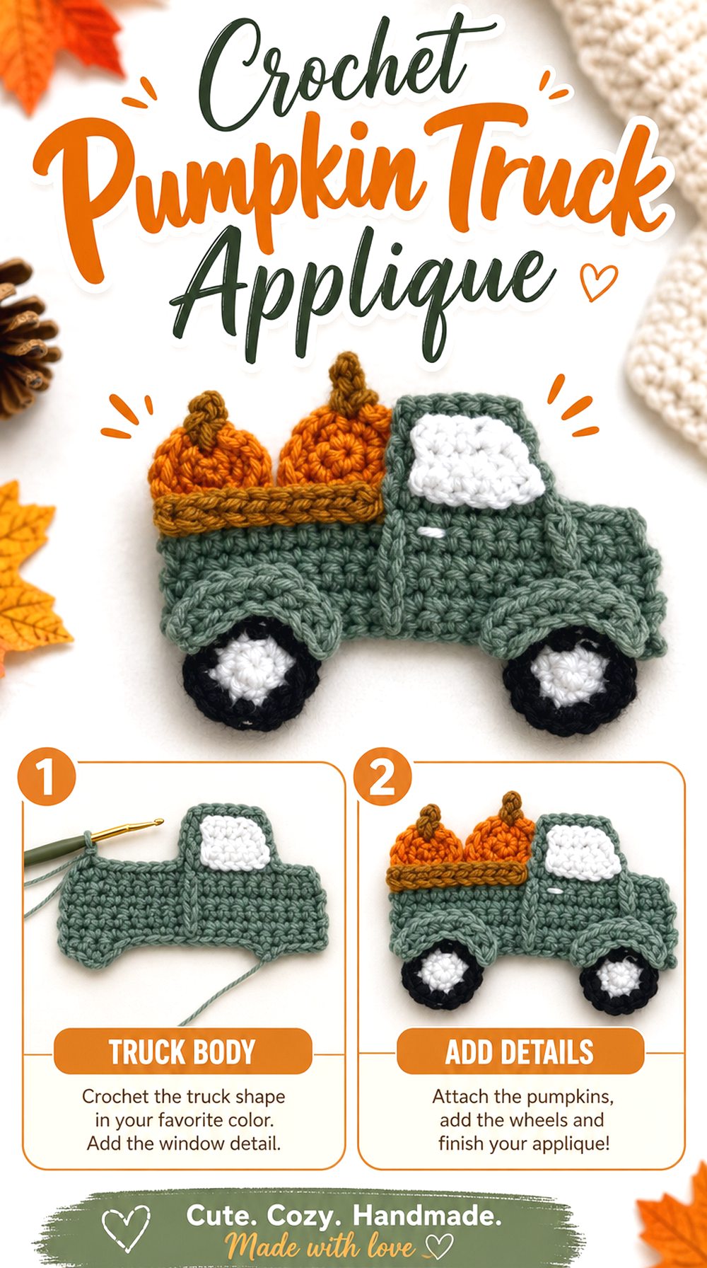 Crochet Pumpkin Truck Applique